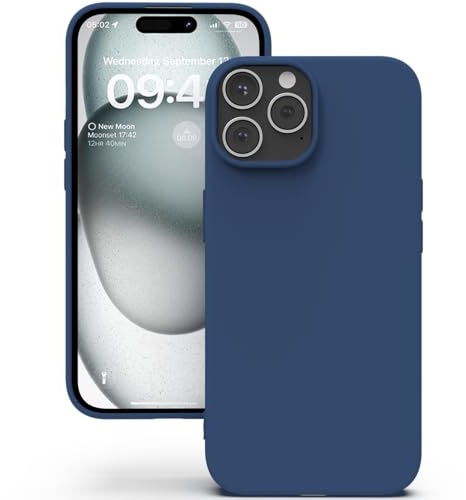 YATWIN Silicone Case for iPhone 15 Pro, Soft-Touch, Shockproof, DustProof, Antiskid Full Body Armour Phone Cover for Apple iPhone 15 Pro - Dark Blue