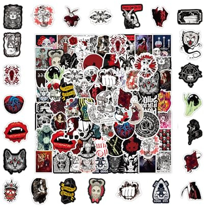 Rumyve Rumyve100pcs Horror Style Cool Goth Decal,Vinyl Waterproof Horror Cool Graffiti Decal Bag Laptop Guitar Car