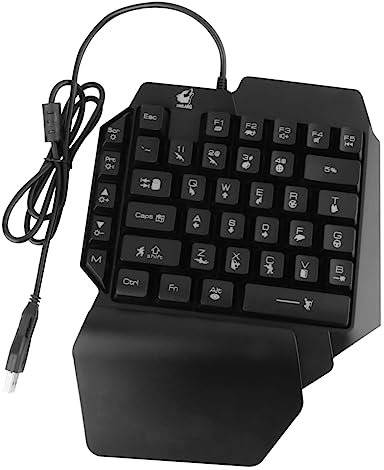 Gatuida Clavier Mécanique De Jeu Main Gauche pour Gauchers, Compact Léger Rétroéclairé Rvb, Portable pour Gaming Et Loisirs à Domicile, Noir Ergonomique
