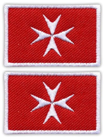 Set di 2 toppe ricamate da cucire con bandiera Malta dell'Ensign civile