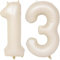 40 Inch Cream 13 Number Balloons, Self Inflating, Large Foil Mylar Helium Beige Digit Balloons for Boys Girls Birthday Party Anniversary Decorations
