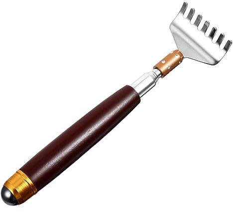 Beaupretty Teleskoprückenkratzer Aus Edelstahl Einziehbares Massagegerät Für Körper Tragbarer Scratcher Aus Wenge-material Für Juckreizlinderung