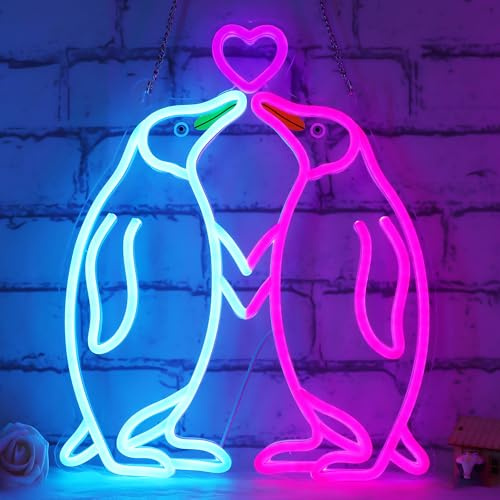 Ammonite Pinguin Neonzeichen, LED-Neonlichter für Zimmerwand Tischdekoration Kunst, Haus Party Geburtstag Hochzeit Heiratsantrag Verlobungsgeschenk für Freund Freundin Ehemann Frau Paare