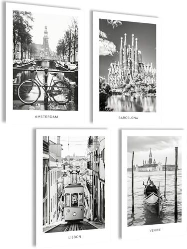 Mojoliving Bilder Schwarz-Weiß Lissabon Amsterdam Wandbild Barcelona Poster Venedig