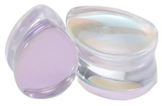 LGXLGX Glas-Ohrtunnel-Plugs, Tropfen-Ohrerweiterung, 2 Stück for 6–25 mm AB-farbige, antiallergene Ohr-Expander, Körperpiercing-Schmuck(3 in 1 set,25MM)