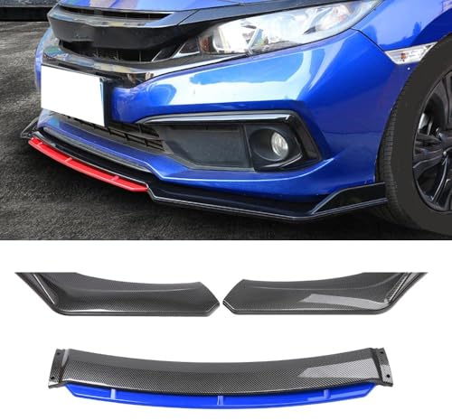 Bqieai Voiture ABS Becquets Avant Pare-Chocs Lèvre, pour Peugeot 206 207 306 Cupra R Spoiler Lıp Séparation Lame Anti-Collision Durable Protection Accessoires,B/Blue-Carbon Fiber