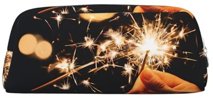 ASPOIJHN Schönes Feuerwerk vielseitiges Leder-Federmäppchen, stilvolle Aufbewahrungstasche für Schule, Büro, Schreibwaren, Kosmetiktasche, Münzen, Organizer, silber, Einheitsgröße, Krawattenetui