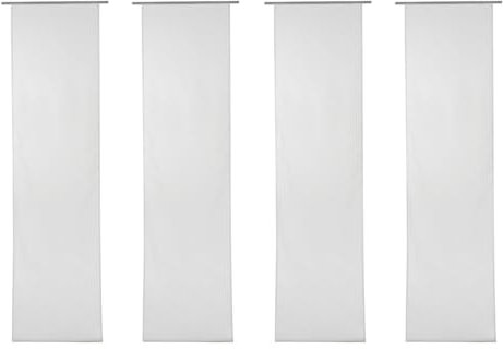 Home4You Flächenvorhänge 4er Set Schiebevorhänge Schiebegardinen Vorhang - Polyester - Silberfarben - 60x245 cm