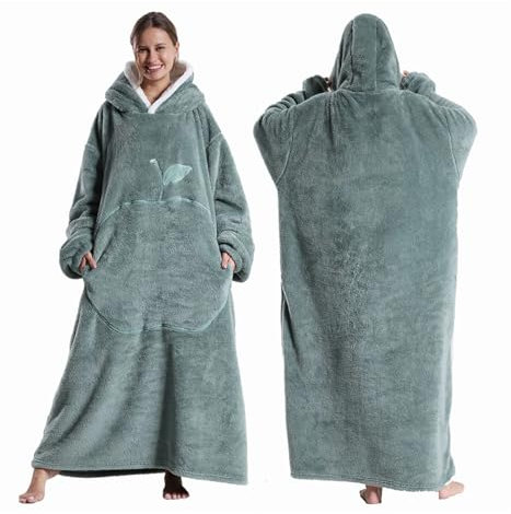 JMORCO Decke Mit ärmeln Extra Lange tragbare Decken, Winter-Flanell-Kapuzendecke mit vollen Ärmeln, for Männer und Frauen, gemütliche, weiche Überwurf-TV-Decke for Erwachsene(FH147)