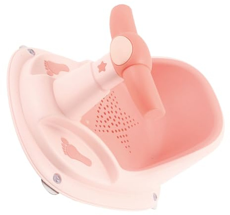 MOLUCKFU Babybadewannensitz Kleinkind Badewannenstuhl Rutschfest Weich Ergonomisch Vielseitig Für Babys Badehilfe Rosa Fußmotiv