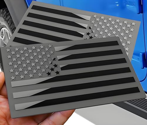 Metal American Flag Emblem Decal，Black American Flag Decal,for Car, Truck or SUV,5x3(1 Pair) (Black)