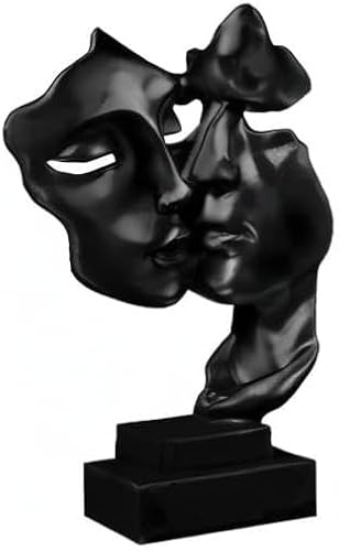 MiniGlypture Scultura decorativa per soggiorno, soggiorno, moderna scultura in resina, posizionamento stabile, adatta per la decorazione di soggiorno, bar, stanza, ufficio (nero)