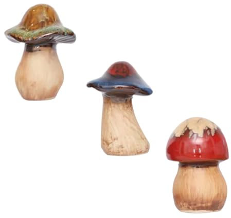 VANZACK 3stücke Keramikpilz Gartendekor Blumentopfpilz Pilz-Ornament Mikro-landschaftsschmuck Outdoor-Decoration Garten-Accessoire