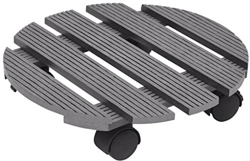 Eleganz 4er-Set Pflanzenroller aus WPC Ø30x7,5 cm Grau - Langlebig & Umweltfreundlich für Gartenpflege, Praktische Lösung zur Pflanzenbewegung