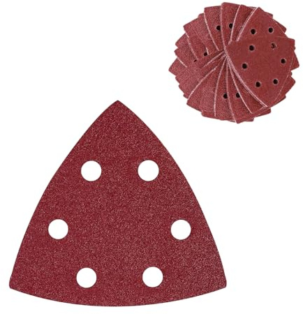 DOETYD 60PCS 90mm Sandpaper Multi Tool Mouse Sanding Pads Triangle 6 Holes Sand Paper for Wood,Electric Sander,60/120/180/240/320/400 Grits