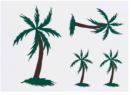 4 x 'Palm-tree Swaying In The Breeze' Temporary Tattoos - Water Resistant, Skin-Safe, Non-Toxic Transfers, Mixed Sizes (TO00072354)