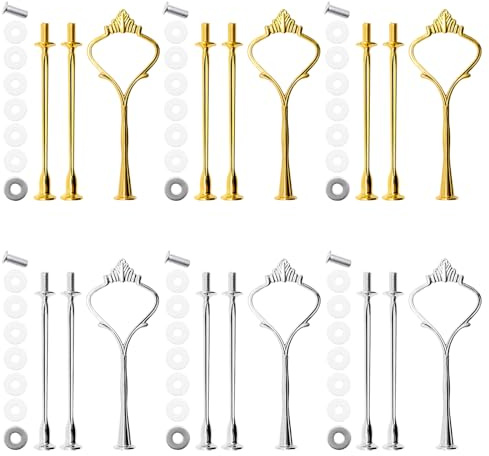 JJYHEHOT 6 Sets Cake Stand Fittings, 32 cm 3 Tier Afternoon Tea Stands Handle Hardware Holder for Wedding and Party Making Resin Cupcake Dessert Platter Stand