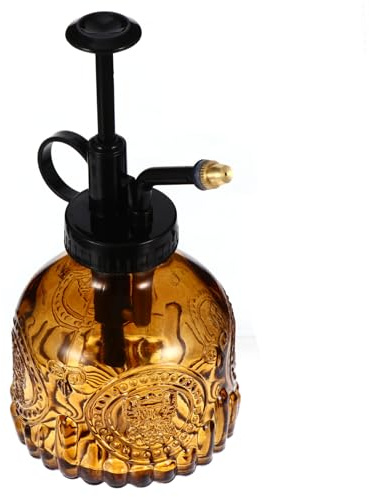 Abaodam Regadera de Vidrio Marrón para Plantas Vintage Diseño de Bomba y Pulverizador Adecuado para Riego Interior y Limpieza para Riego Interior y Limpieza