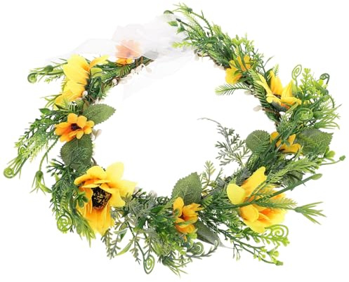 Healeved Couronne de Tournesols pour Cheveux Mariage Ornement Tête Guirlande Cheveux Bohème Femmes Filles