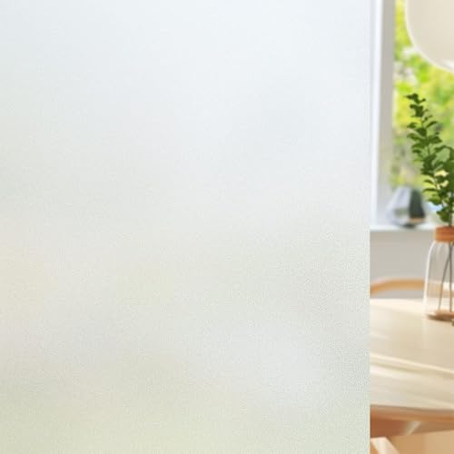 Film Fenetre Anti Regard 50 x 120 cm Opaque Bon Intimité Anti UV Chaleur Non Adhesif Film Fenetre Regard Décoratif pour Bureau à Domicile Salon Cuisine, Mat Pur