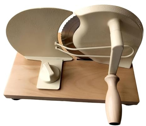 perfk Trancheuse à manuelle avec manivelle robuste avec base en bois pour la maison facile à utiliser réglable pour les pains au levain faits maison