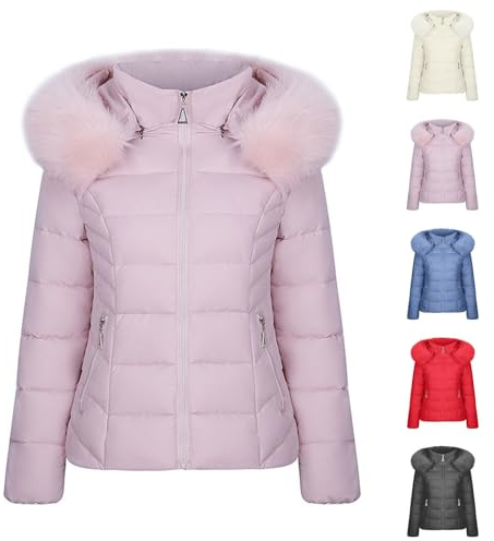 Women's Coats Quilted Down Jacket with Faux Fur Hood Quilted Puffer Jacket Parka Coat Warm Thermal Outerwear Down Coats Padded Jackets Thicken Overcoat