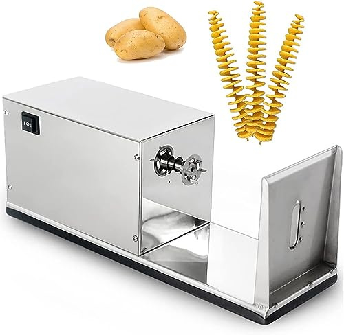 Cortador eléctrico de patatas en espiral, cortador automático elástico para uso doméstico y comercial, diseño de acero inoxidable