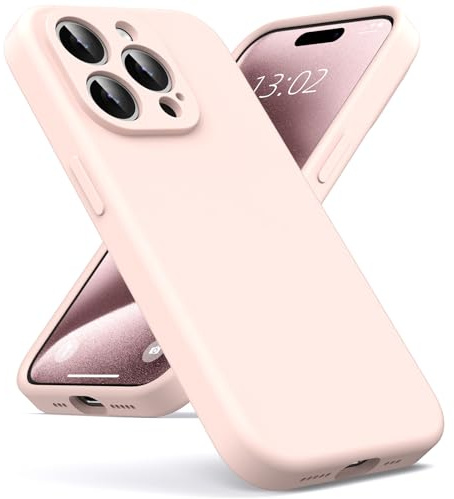 Oududianzi - Cover per iPhone 15 Pro Silicone Liquido Case, Rosa | Interno in Microfibra Morbida, Custodia Protezione Antiurto Resistente Aantigraffio