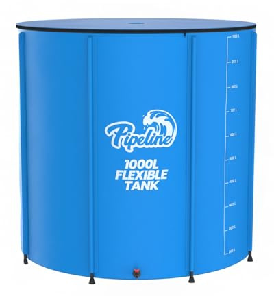 Pipeline 1000L Flexible Rain Barrel Tank – Large Water Butt 1000L Collapsible Rainwater Tank for Garden Water Storage, Rain Barrel Water Collector & Rainwater Collection System