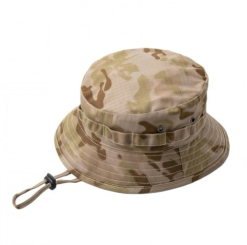BAISEBAOFU Tactical Boonie Hat for Men Women, Camo Bucket Hat with Adjustable Strap, Ripstop Sun Hat for Fishing Hiking Camping