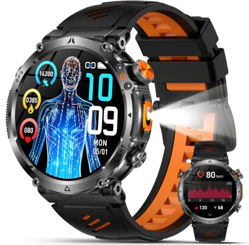 2026 Nuovo Militare Smartwatch Uomo GPS/AI-GPT/Torcia LED/Bussola/850mAh | 1.7 Tracker Attività 24H Sonno/Cardiofrequenzimetro/Sp02, 3ATM/100+ Sportive/Funzione Telefono, Fitness Tracker, IOS/Android