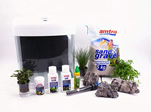 Unbekannt Nano Aquarium Set XCube Komplettset weiß Cube 26 Liter Becken inkl. Deko Pflanzen LED und Mondlicht | Anfänger