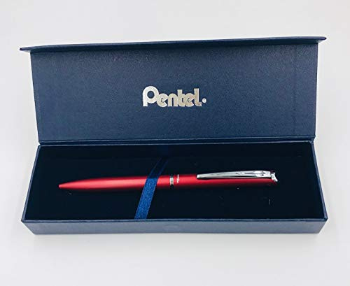 Pentel BL2007 EnerGel Tintenroller, hochwertig, einziehbar, Spitze 0,7 mm, Korpus aus mattem Metall, Rot – Geschenkbox