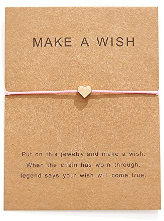 NAMCHE Glücksarmband mit Kordelzug (Herz auf Rosa Schnur)