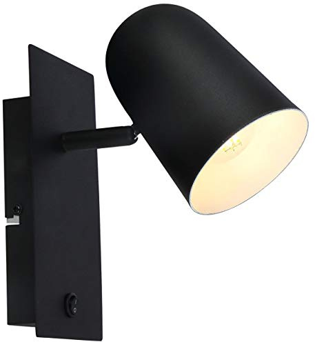 BRILLIANT Lampe Ayr Wandspot Schalter schwarz matt | 1x D45, E14, 1, geeignet für Tropfenlampen (nicht enthalten) | Mit Kippschalter