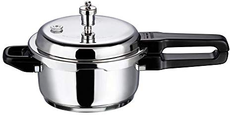 Vinod Stainless steel Sandwich Bottom Pressure Cooker Regular (Outside Fitting Lid) - Capacity: 3LTR