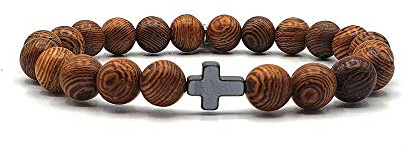 KARDINAL WEIST Kruzifix - Kreuz Holzperlen Armband, Schmuck für Damen und Herren, GLAUBE LIEBE HOFFNUNG - №3