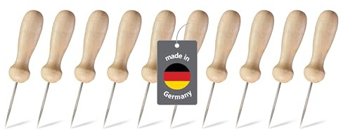 PRICOMO Sparpaket 10 hochwertige Prickelnadeln mit ergonomischem Holzgriff zum Prickeln und Basteln für Kinder ab 3 Jahre by Familienmomente