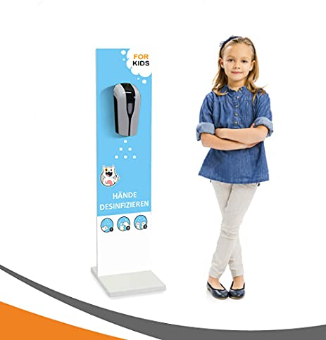MyMAXXI | Hand Desinfektionsmittelspender Station Sensor Kids Kinder Katze Spender Desinfektion Set 1x 1L Desinfektionsmittel stehend automatisch | touchless Disinfection Desinfektionsspender