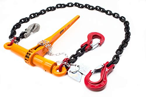 Dolezych Lashing Chain Grade 80 with Dora Ratchet Load Binder, 2 Clevis Hooks, 10 mm Chain, Direct Lashing Capacity = 6300 Dan, 3.50 m Length