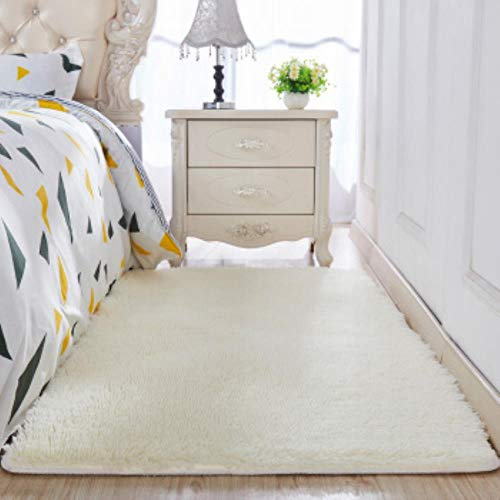 KKDIY Verdickte, gewaschene Seidenhaare, rutschfester Teppich für Wohnzimmer, Couchtisch, Decke, Schlafzimmer, Nachttisch, Yogamatten, einfarbig, Plüsch