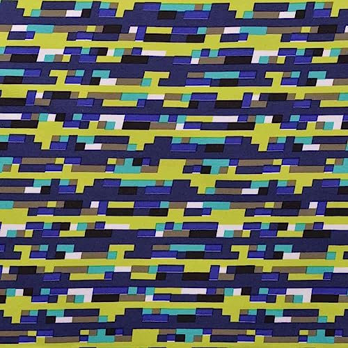 French Terry, buntes Nerd Design Grün Kästchenmusterung, 50 cm