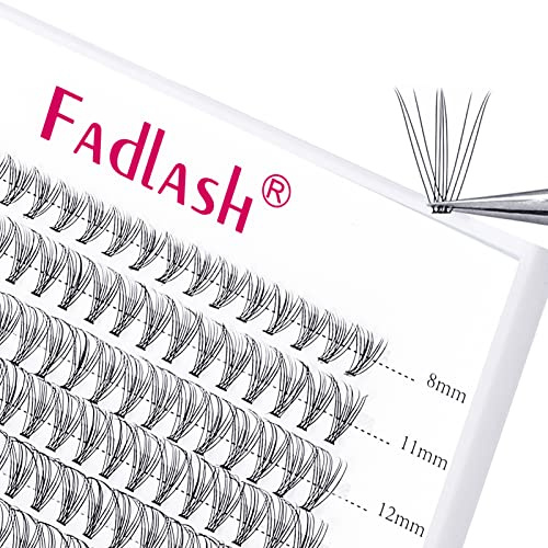 FADLASH Lash Clusters Extensions Individual Lashes Natural Soft 120pcs 10D C Cur Natural Long Black Faux Mink Volume Lash Extensions Reusable Artificial Eyelashes (10D-0.07-C, 8-15mm)