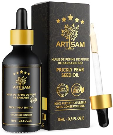 MEILLEURE HUILE ANTI-AGE HUILE DE PÉPINS DE FIGUE DE BARBARIE BIO - Top 1 des soins anti-rides et anti-cernes - Pressé à froid Certifiée 100% Bio Pure et Naturelle - Extra Vierge 15 mL Vegan