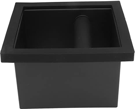 Coffee Knock Box, Open Bottom Knock Box Chute with Detachable Rubber Rod, Bottomless Knocking Residue Box Rubber PTFE Steel Espresso Coffee Ground Knock Box Chute for Cafe, Black