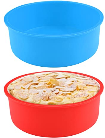 Surflyee Silikon Backform Rund, 2 Stück 6 Zoll Kuchenformen Silikon, Schichtkuchen Backformen, Silikon Kuchenform für Käsekuchen, Regenbogenkuchen und Chiffon-Kuchen