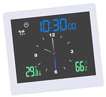 MagiDeal Badezimmer-Digitaluhr, Wecker, Thermometer, Hygrometer, Duschuhr, zum Aufhängen, Wanduhr für Wassersprüher, Arbeitsplatte, Erwachsene, Weiß