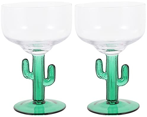 Hemoton Weingläser Kelch 2 Stück Kaktus Margarita Gläser Glas Cocktailbecher Weinkelche für Sommer Strand Hawaii Luau Party Mexikanische Cinco de Mayo Dekorationen klares Cocktailglas