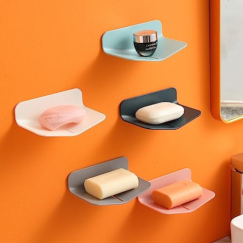 Tvålhållare dusch väggmonterad för kök, självdränerande tvålskål för dusch, tvålbox i plast för badrum. (Rosa, 1)