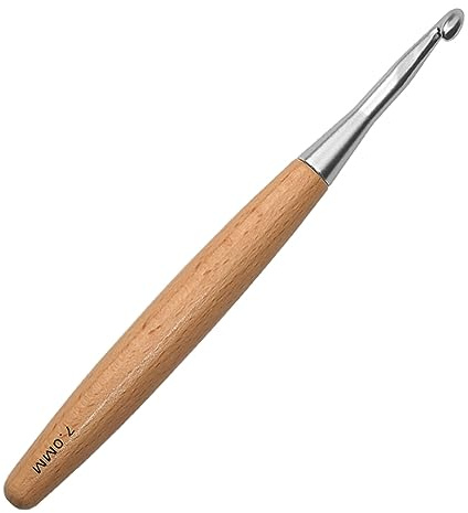 Coopay Häkelnadel 7,0 mm Mit Buchenholzgriff und Glattem Hakenkopf - Ergonomisch, Leicht für Arthritische Hände, Handwarm Lang 7mm